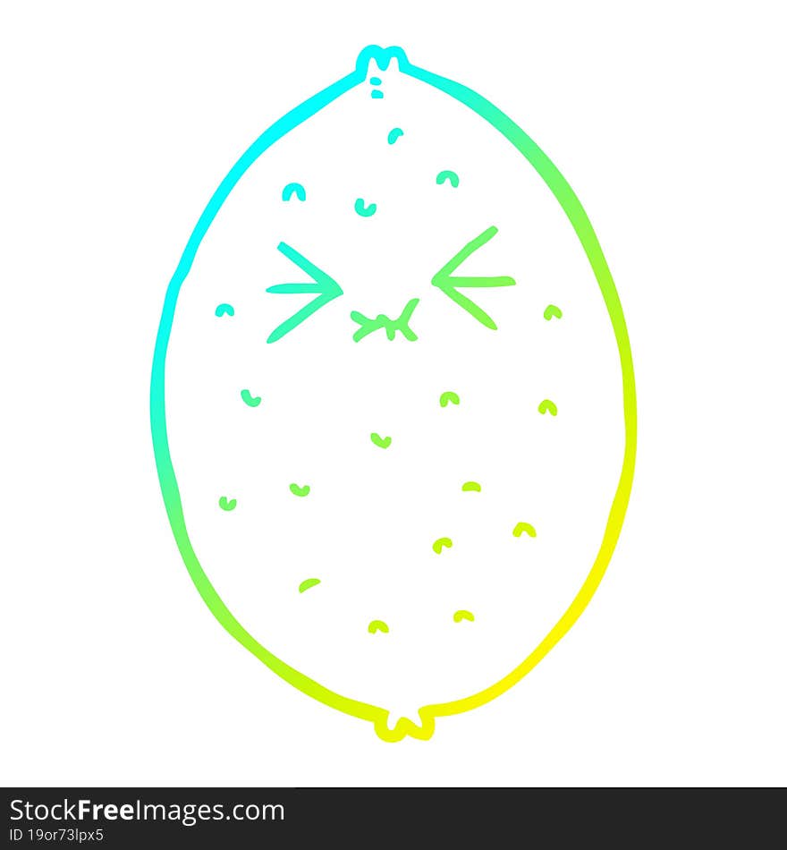 cold gradient line drawing cartoon bitter lemon