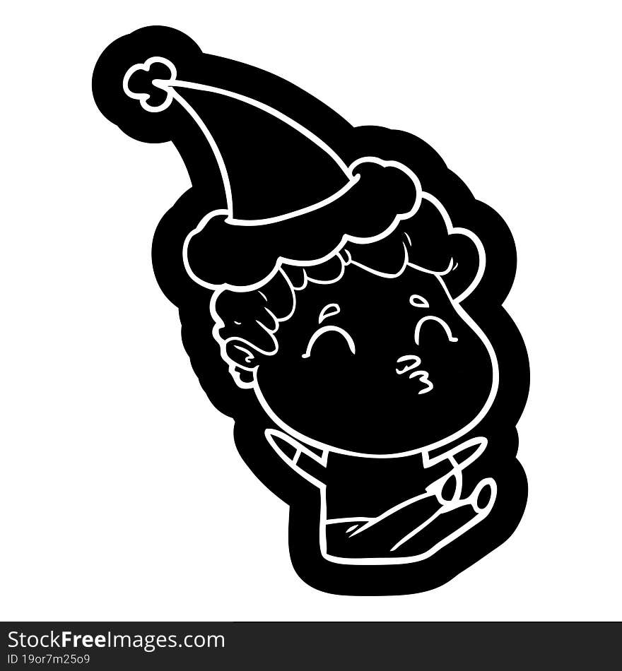 cartoon icon of a man pouting wearing santa hat