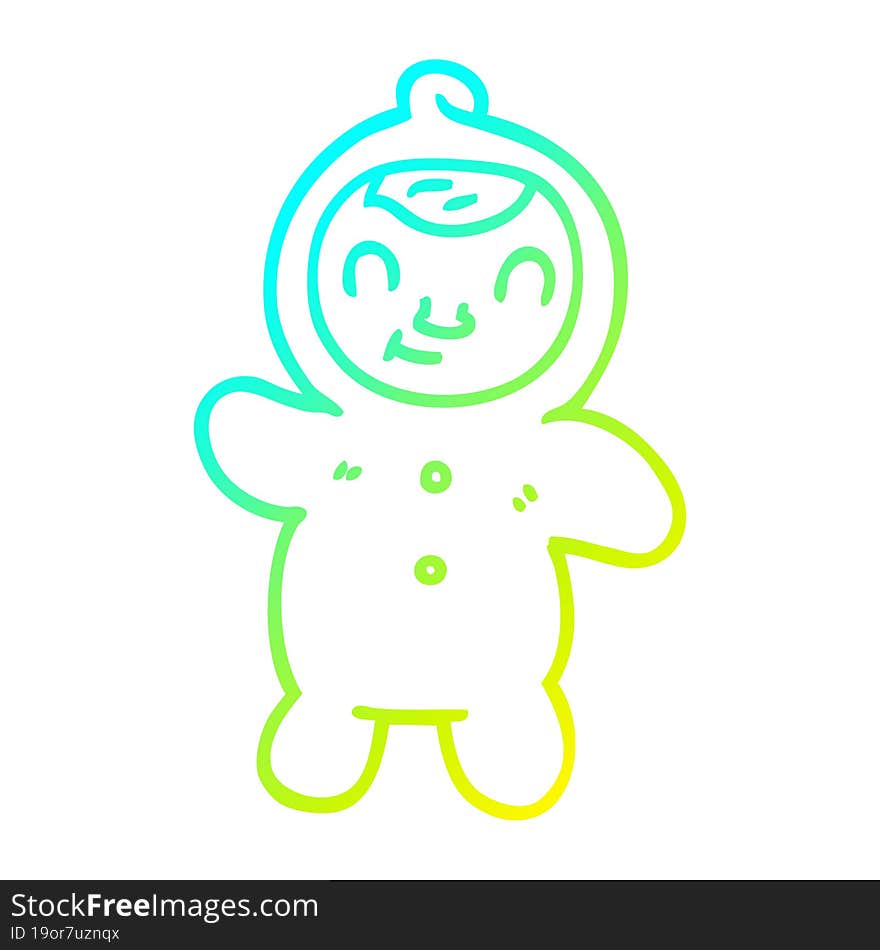 cold gradient line drawing of a cartoon human baby