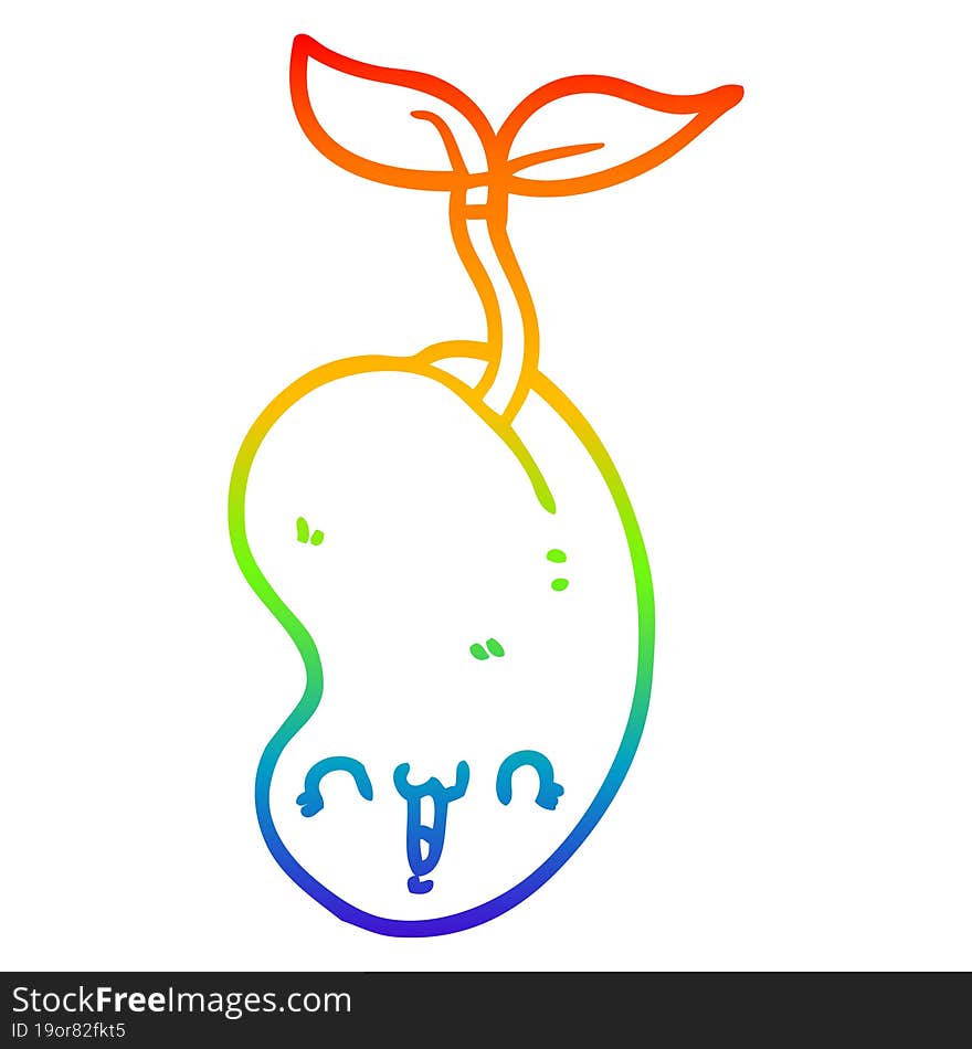 rainbow gradient line drawing cute cartoon seed sprouting