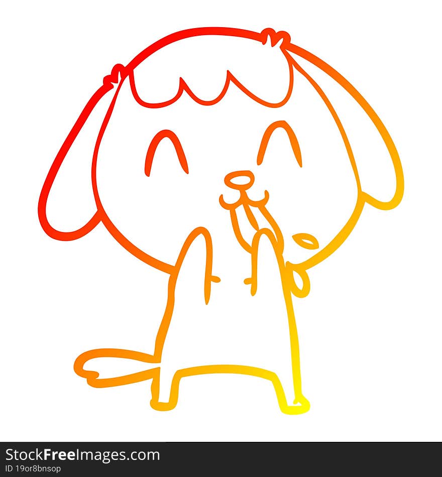 Warm Gradient Line Drawing Cute Cartoon Dog