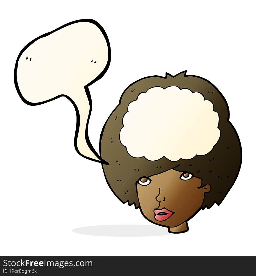 Cartoon Empty Headed Woman With Speech Bubble