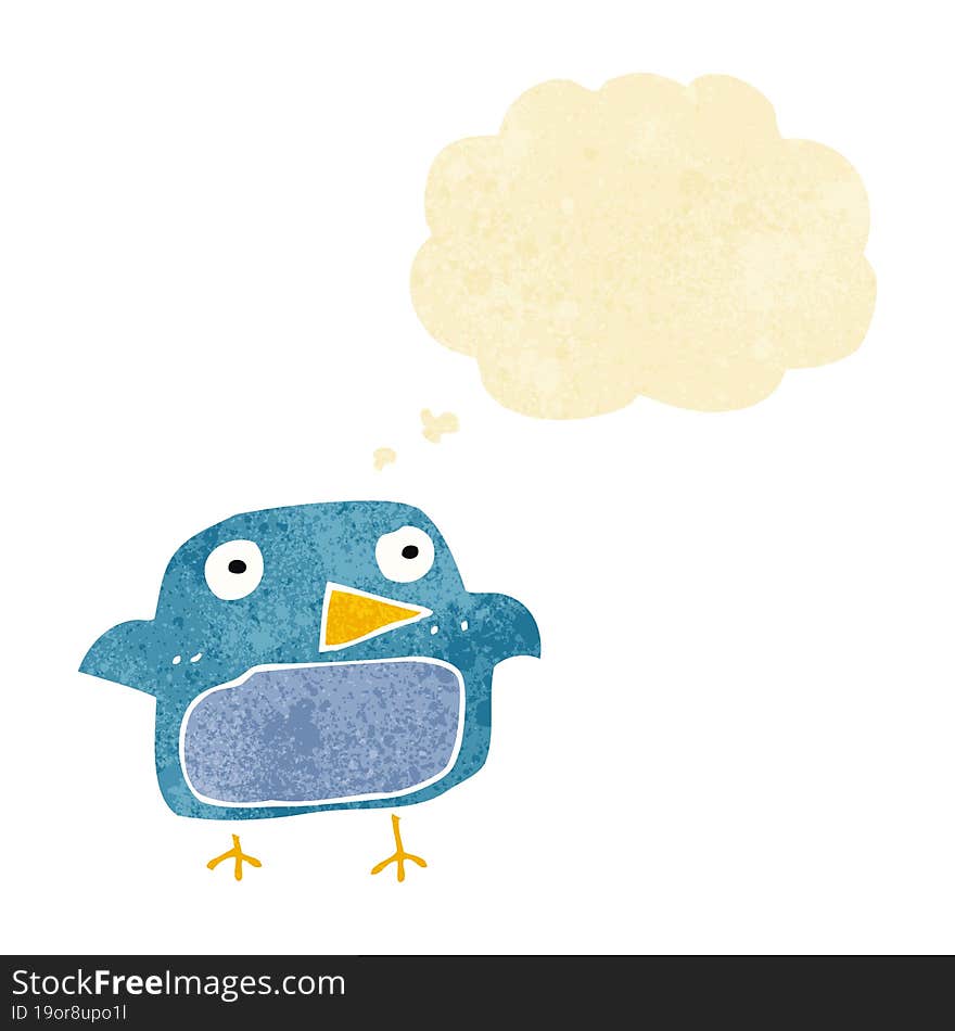 cartoon bluebird with thought bubble