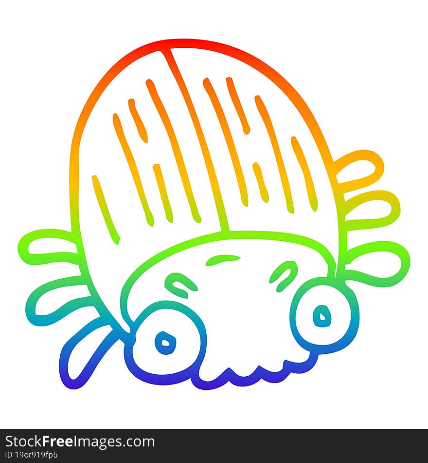 rainbow gradient line drawing cartoon huge beetle