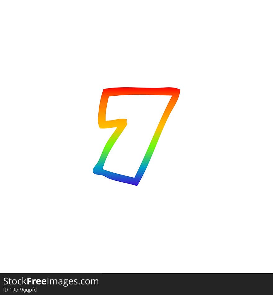 rainbow gradient line drawing cartoon number seven