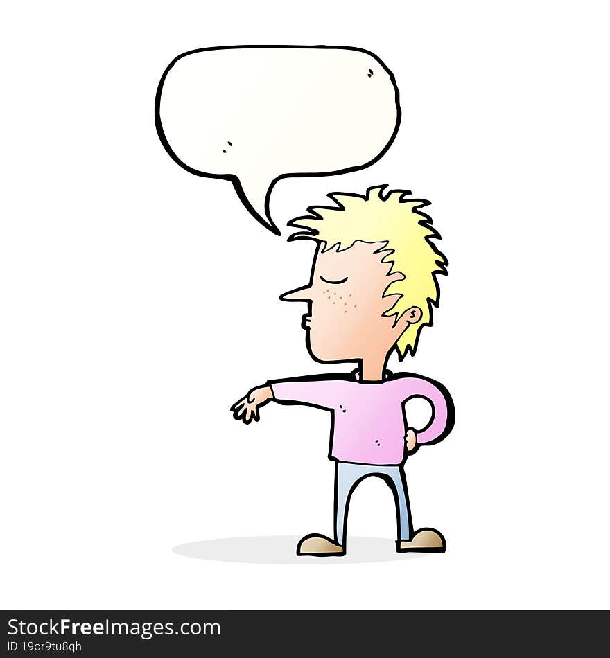 Cartoon Man Making Camp Gesture With Speech Bubble