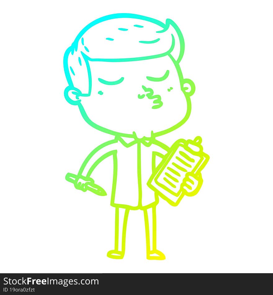 cold gradient line drawing cartoon model guy pouting