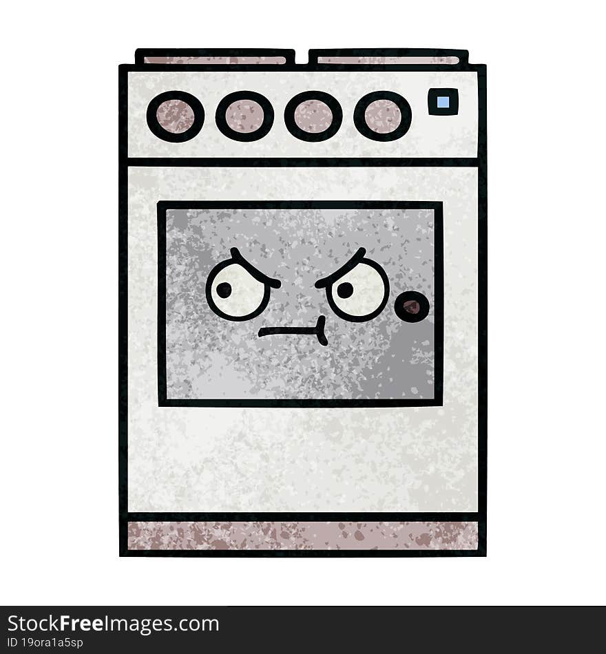 retro grunge texture cartoon kitchen oven