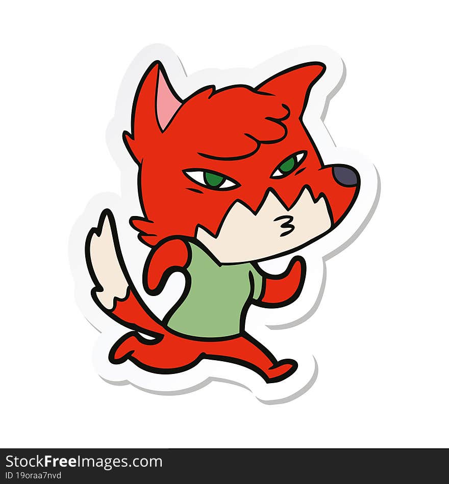 sticker of a clever cartoon fox