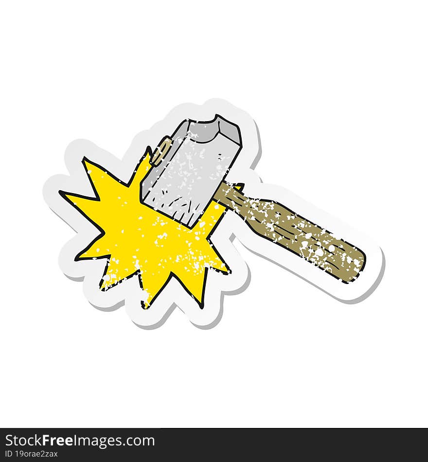 retro distressed sticker of a cartoon mallet