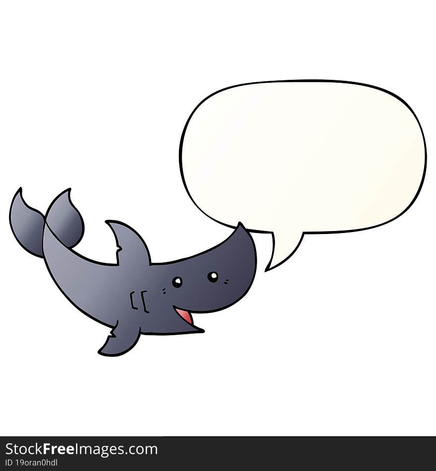 cartoon shark and speech bubble in smooth gradient style