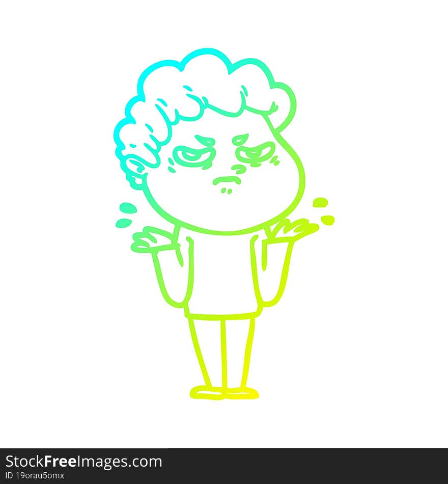 cold gradient line drawing cartoon angry man