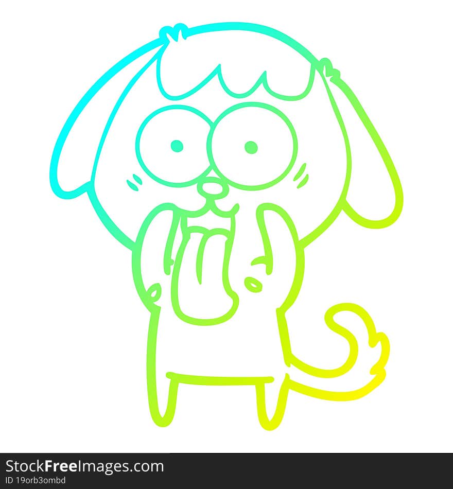 Cold Gradient Line Drawing Cute Cartoon Dog