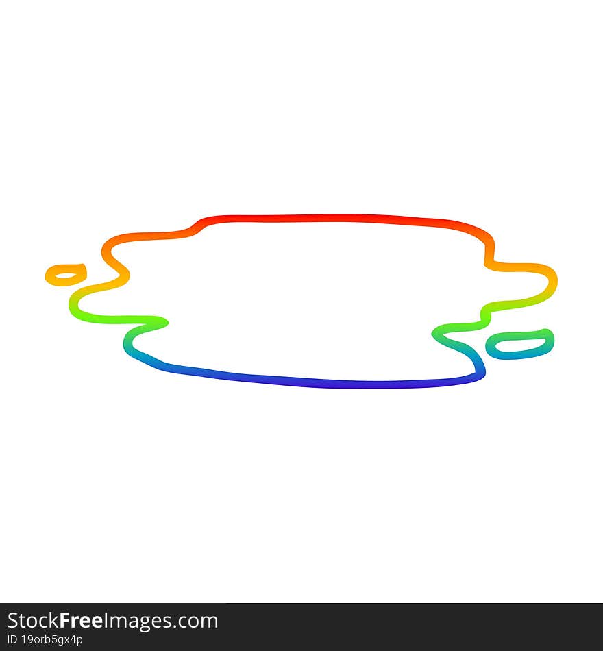 Rainbow Gradient Line Drawing Cartoon Wet Puddle