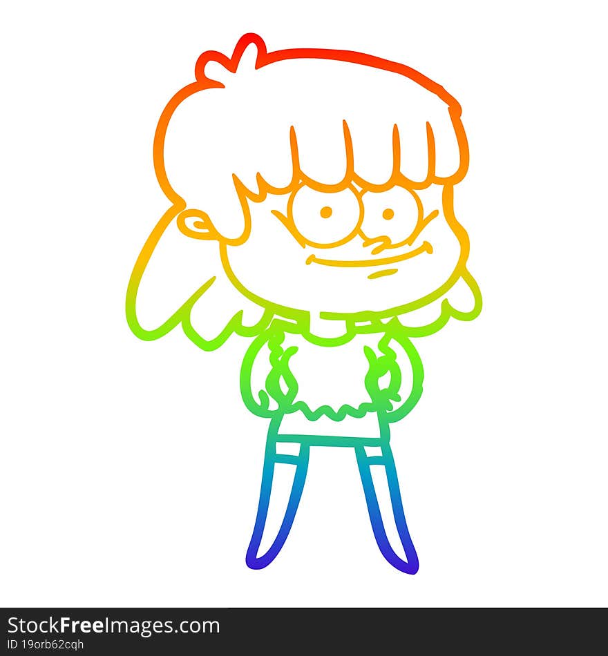 rainbow gradient line drawing cartoon smiling woman