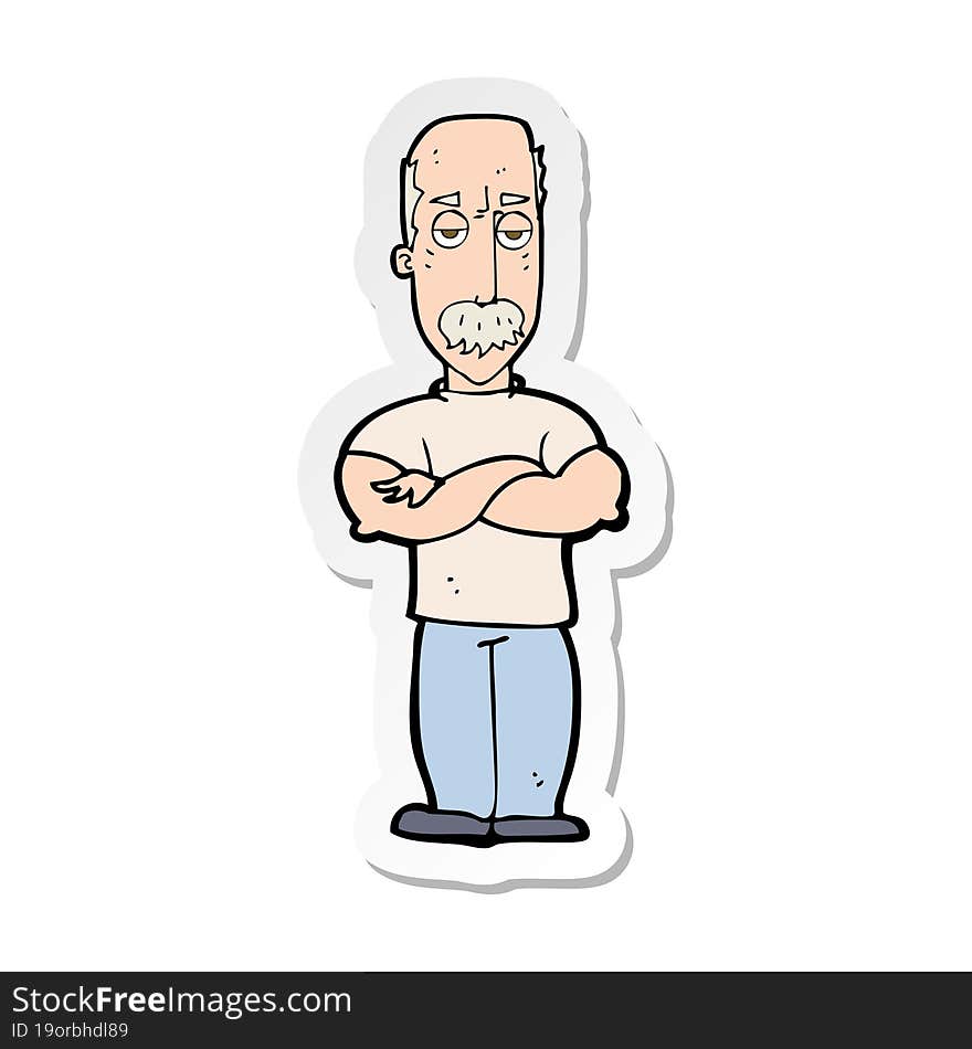 sticker of a cartoon angry man with mustache