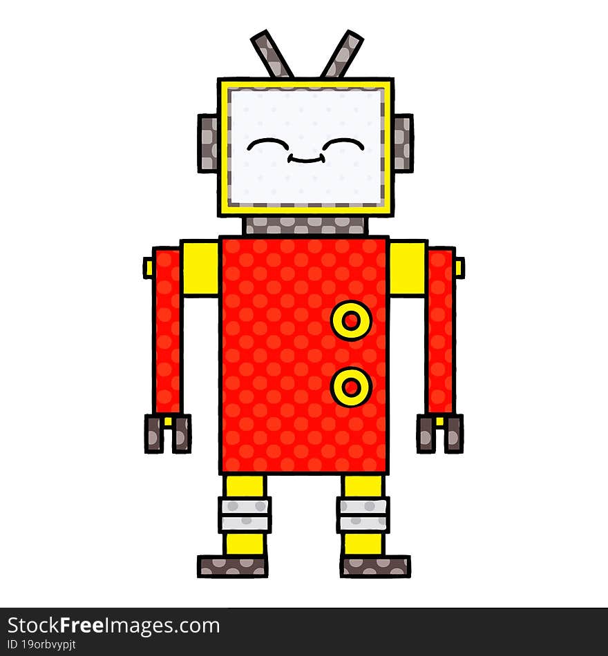 Comic Book Style Cartoon Robot