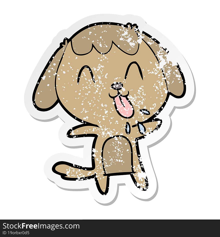 Distressed Sticker Of A Cute Cartoon Dog