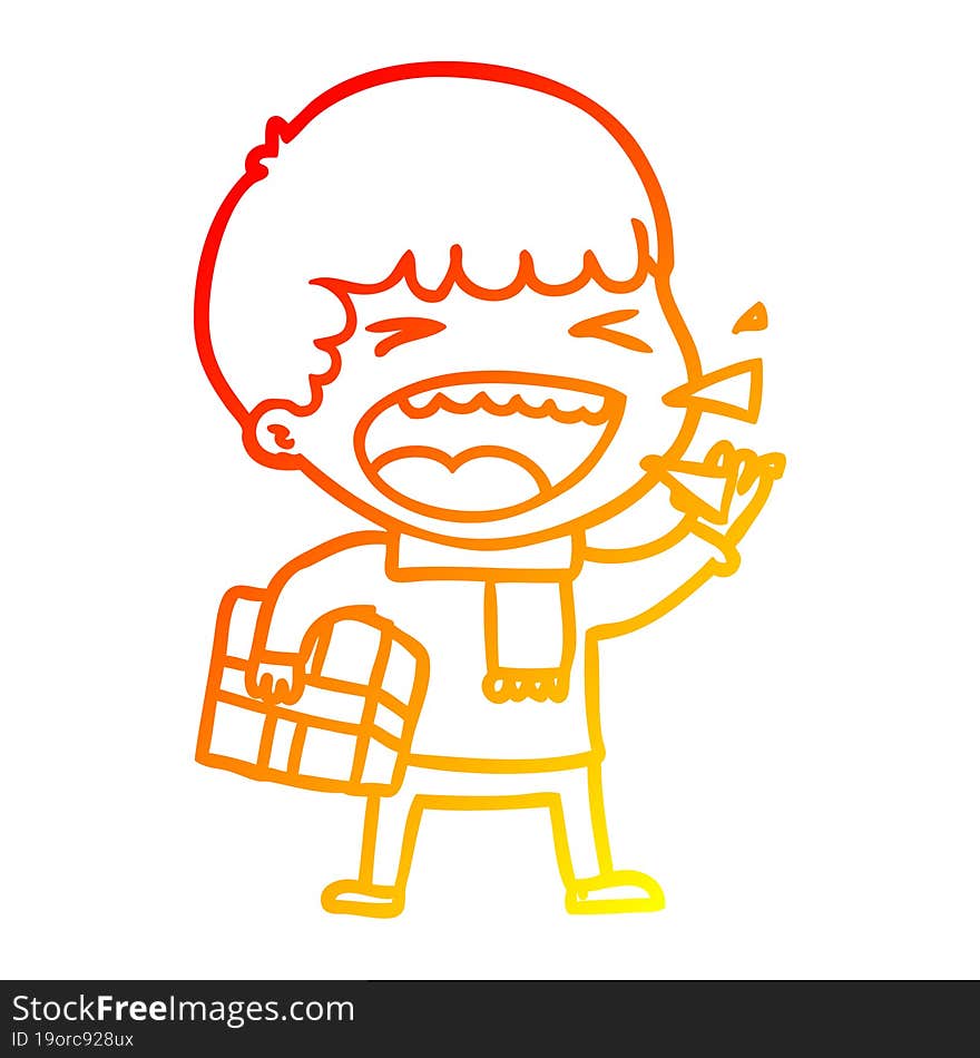 Warm Gradient Line Drawing Cartoon Laughing Man