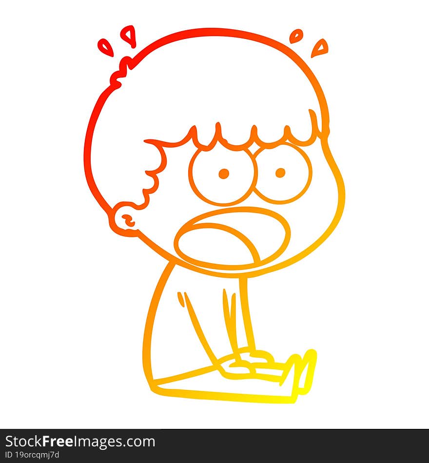 warm gradient line drawing cartoon shocked man