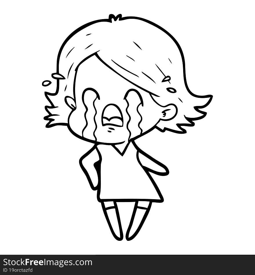 cartoon woman crying. cartoon woman crying