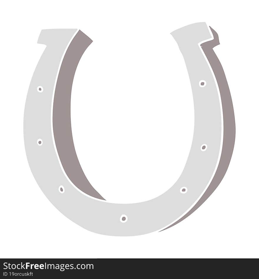 Flat Color Style Cartoon Iron Horse Shoe