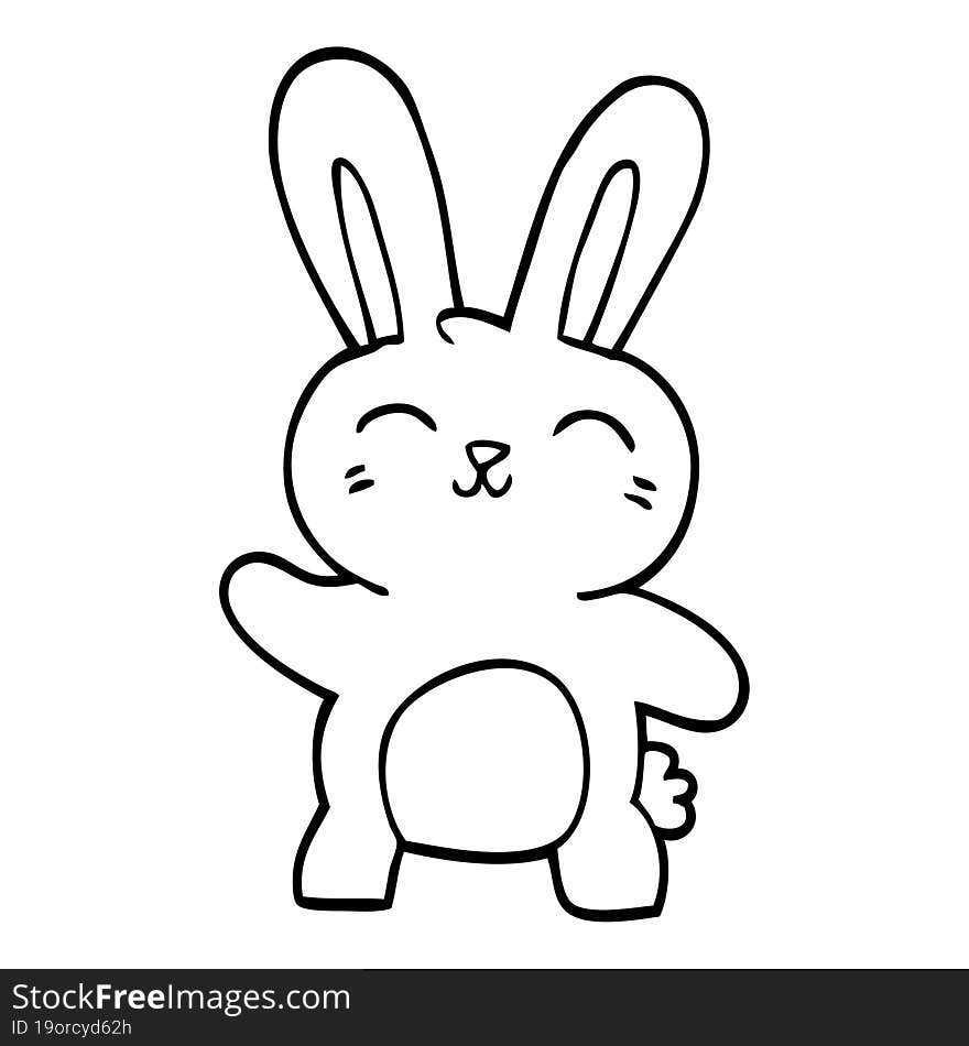 line drawing cartoon happy bunny