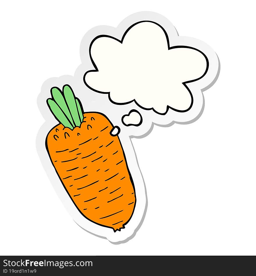 cartoon vegetable with thought bubble as a printed sticker