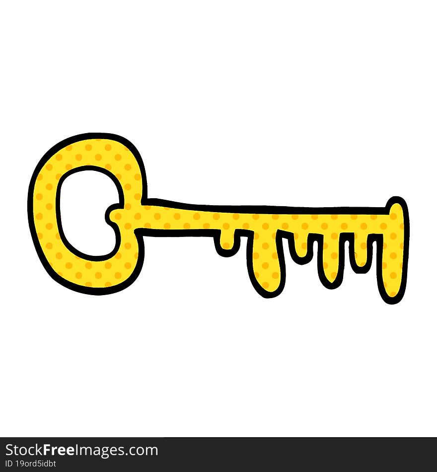 cartoon doodle gold key