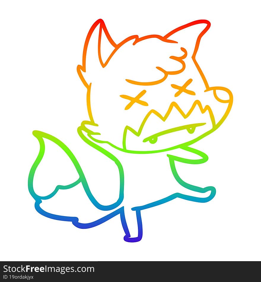 rainbow gradient line drawing cartoon dead fox