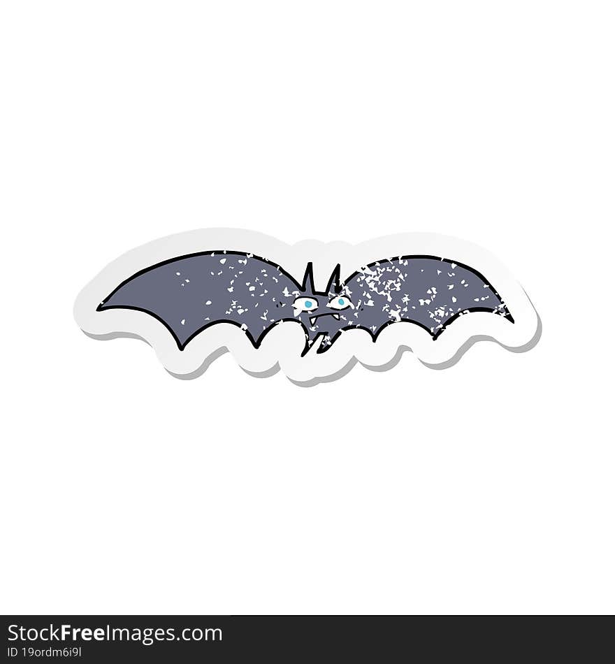 retro distressed sticker of a cartoon vampire bat