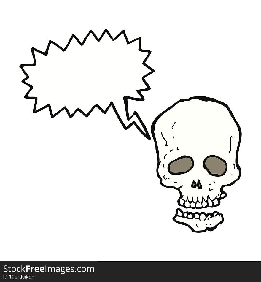 cartoon skull with speech bubble