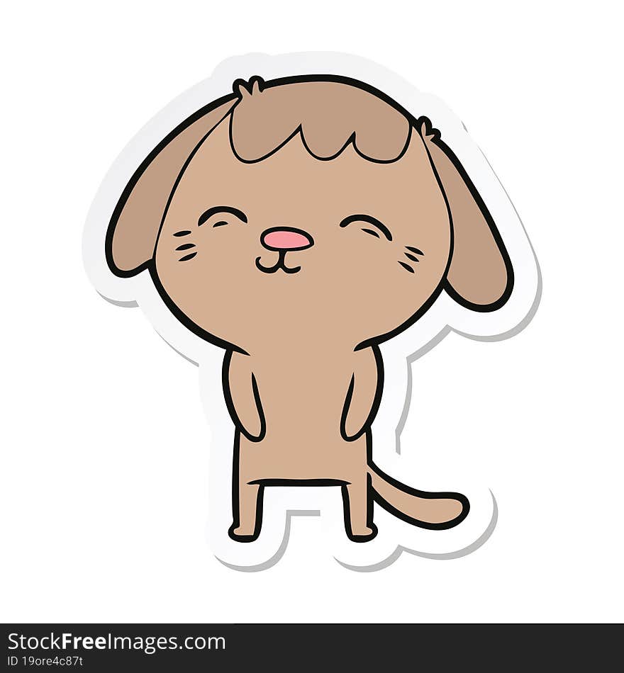 sticker of a happy cartoon dog