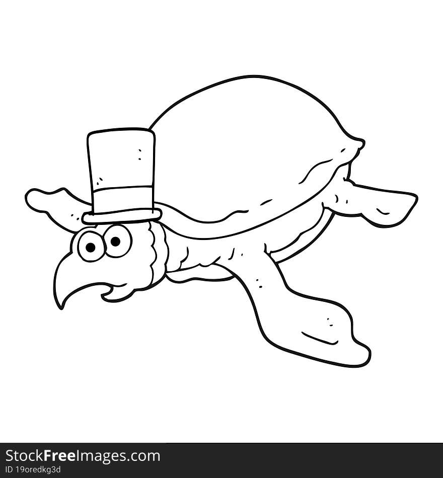 freehand drawn black and white cartoon turtle