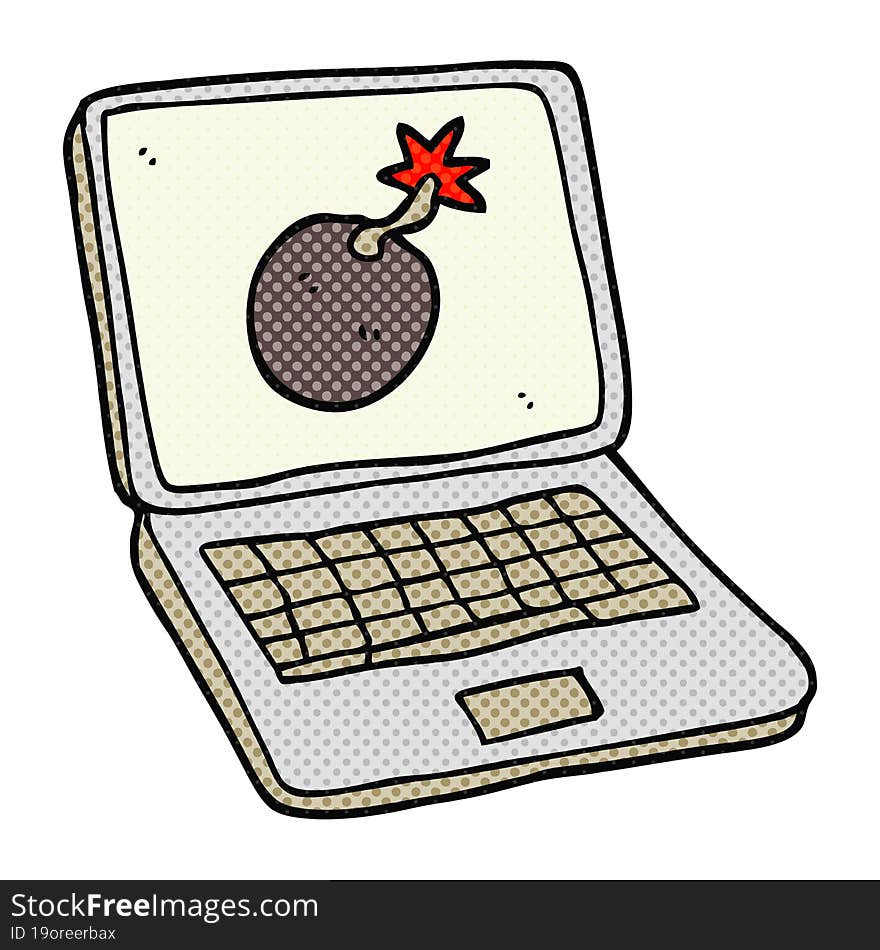 cartoon laptop computer with error screen