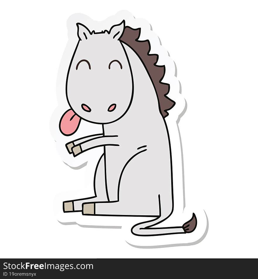 sticker of a quirky hand drawn cartoon horse