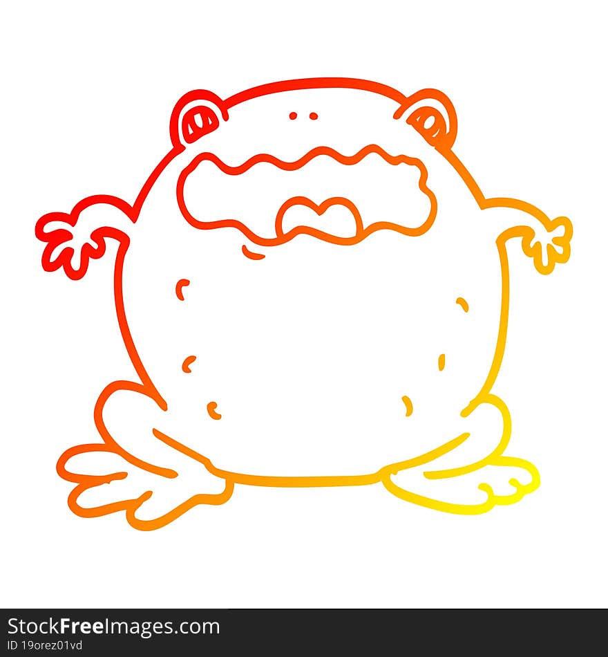 Warm Gradient Line Drawing Cartoon Toad