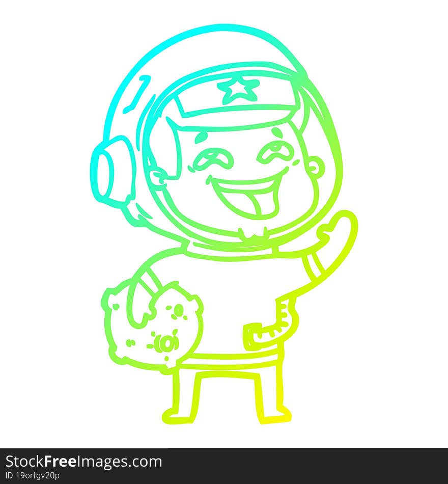 cold gradient line drawing cartoon laughing astronaut