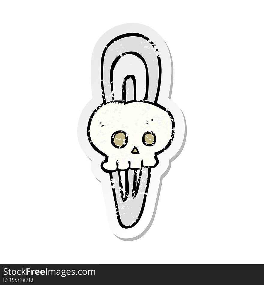 Retro Distressed Sticker Of A Cartoon Skull Hairclip