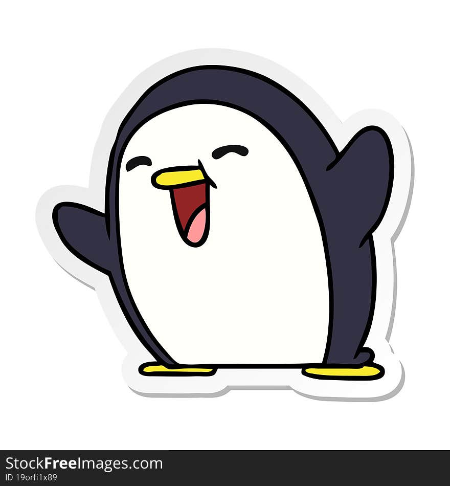 sticker cartoon kawaii of a cute penguin