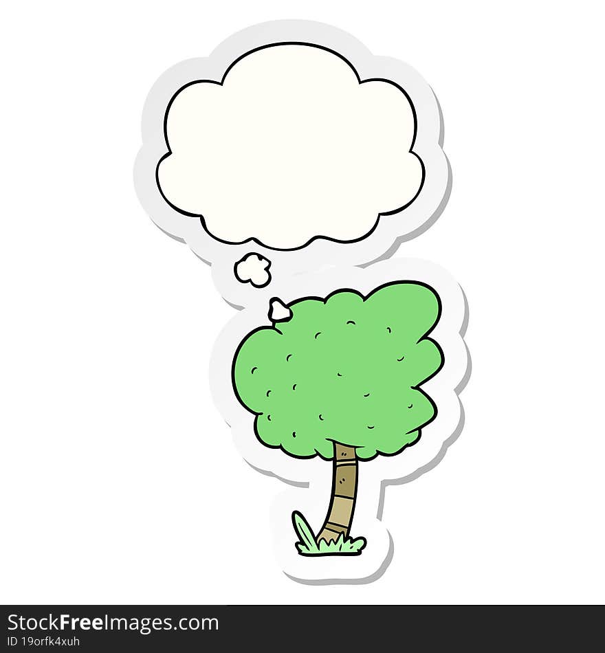 Cartoon Tree And Thought Bubble As A Printed Sticker