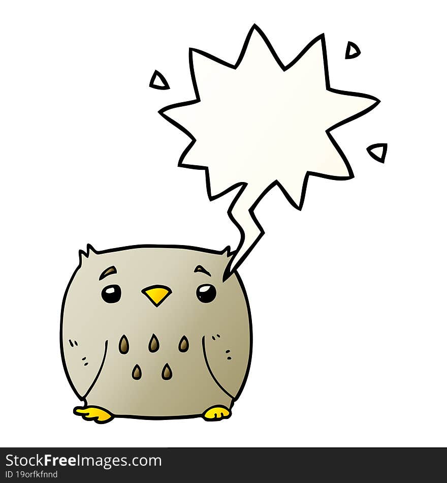 cartoon owl and speech bubble in smooth gradient style