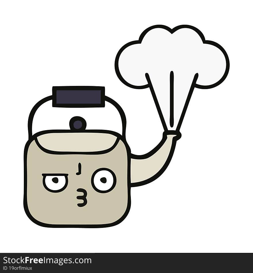 cute cartoon steaming kettle