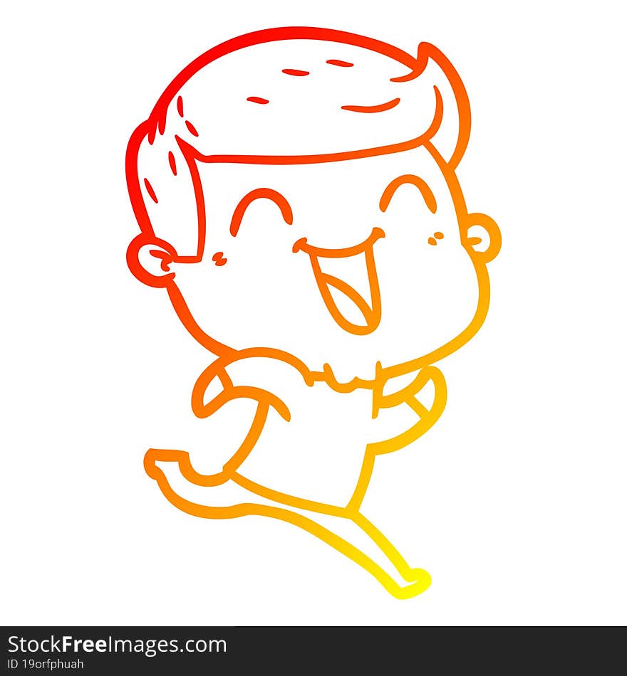 warm gradient line drawing of a cartoon man laughing