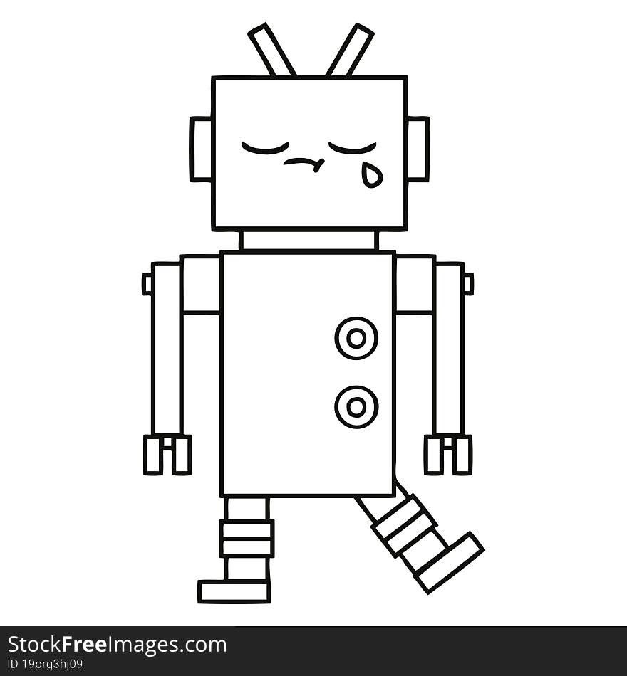 Line Drawing Cartoon Robot