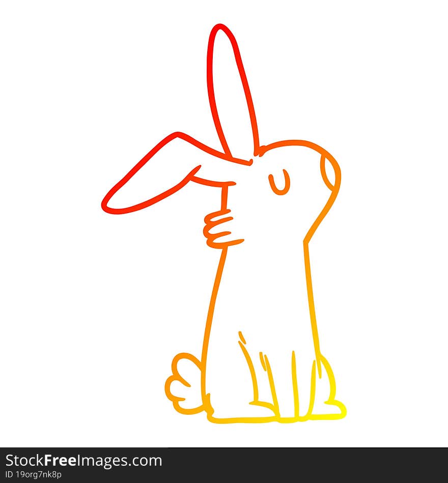 warm gradient line drawing cartoon rabbit