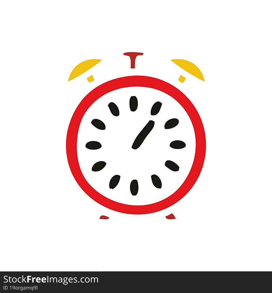 Flat Color Retro Cartoon Alarm Clock