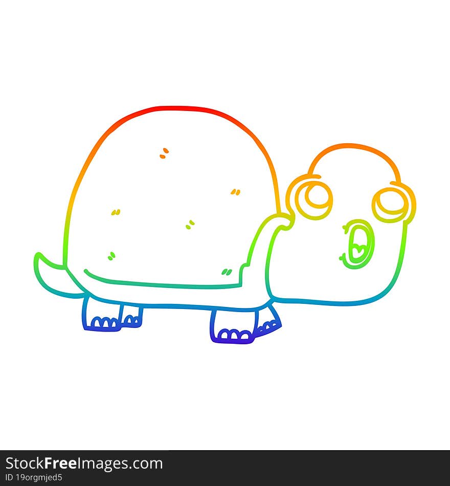 rainbow gradient line drawing cartoon shocked turtle