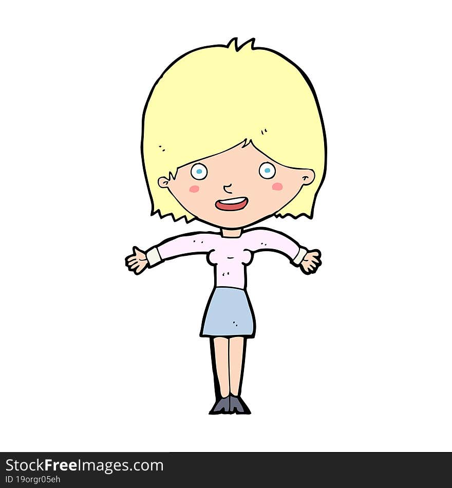 Cartoon Excited Woman