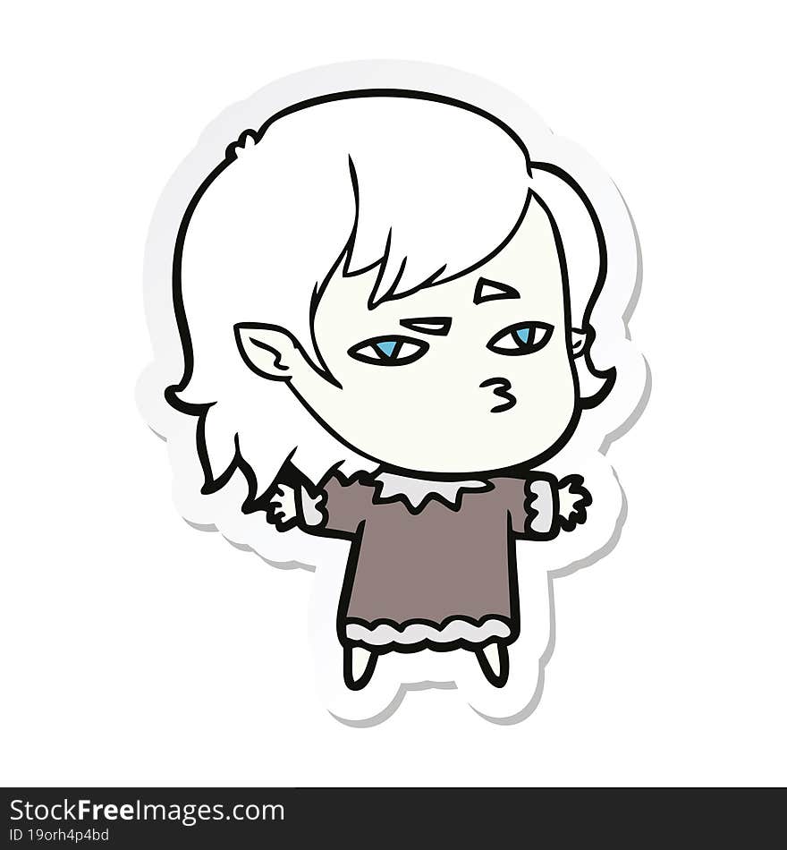 sticker of a cartoon vampire girl